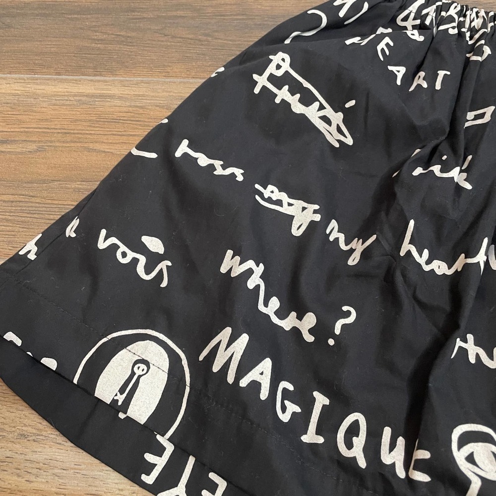Beau Loves Girls Kids 4-5 Long A-Line Notebook Skirt Black Cotton Elastic Waist - Picture 2 of 6